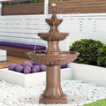 TITIMO 48' High Italian Feature Freestanding Water Fountain Outdoor and Indoor,3-Tier Roman Pillar Waterfalls Fountains for Garden,Patio,Yard,Deck,Backyard,Porch (Brown)