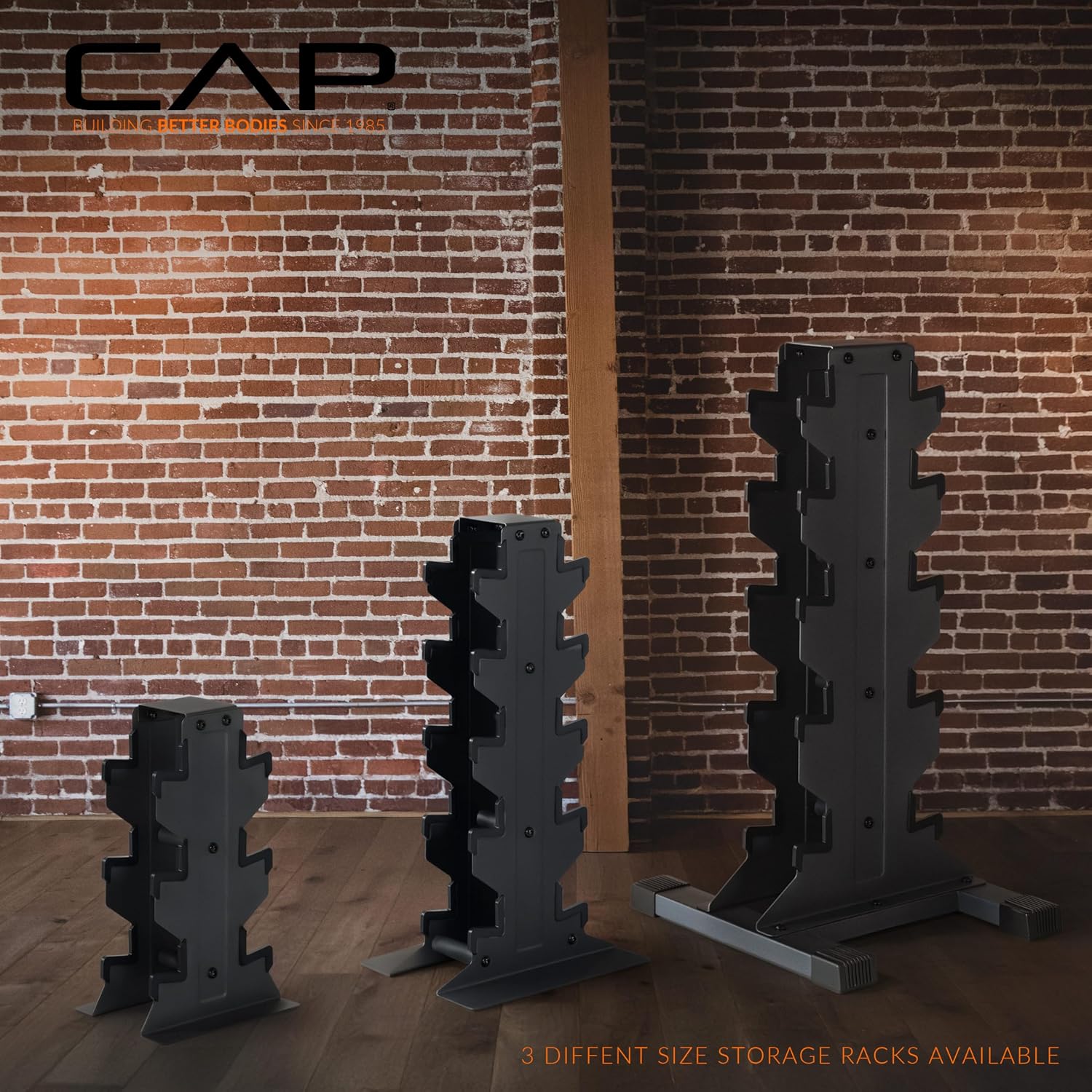 CAP Dumbbell Set with Rack, Rubber Coated Hex Free Weight Set | 100–300 lb Options, Vertical Space-Saving Storage for Home Gym Strength Training