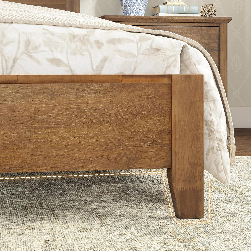 Cozyman Wood Platform Bed Frame Queen Size with Headboard, Camas Queen, Acacia Wood, No Box Spring Needed, Easy Assembly, Dark Wood