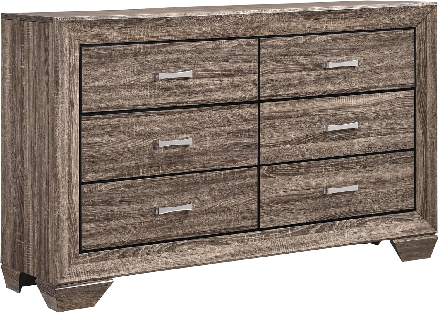 Benzara Bello 4pc King Bedroom Set- Transitional Washed Taupe Brown n Black