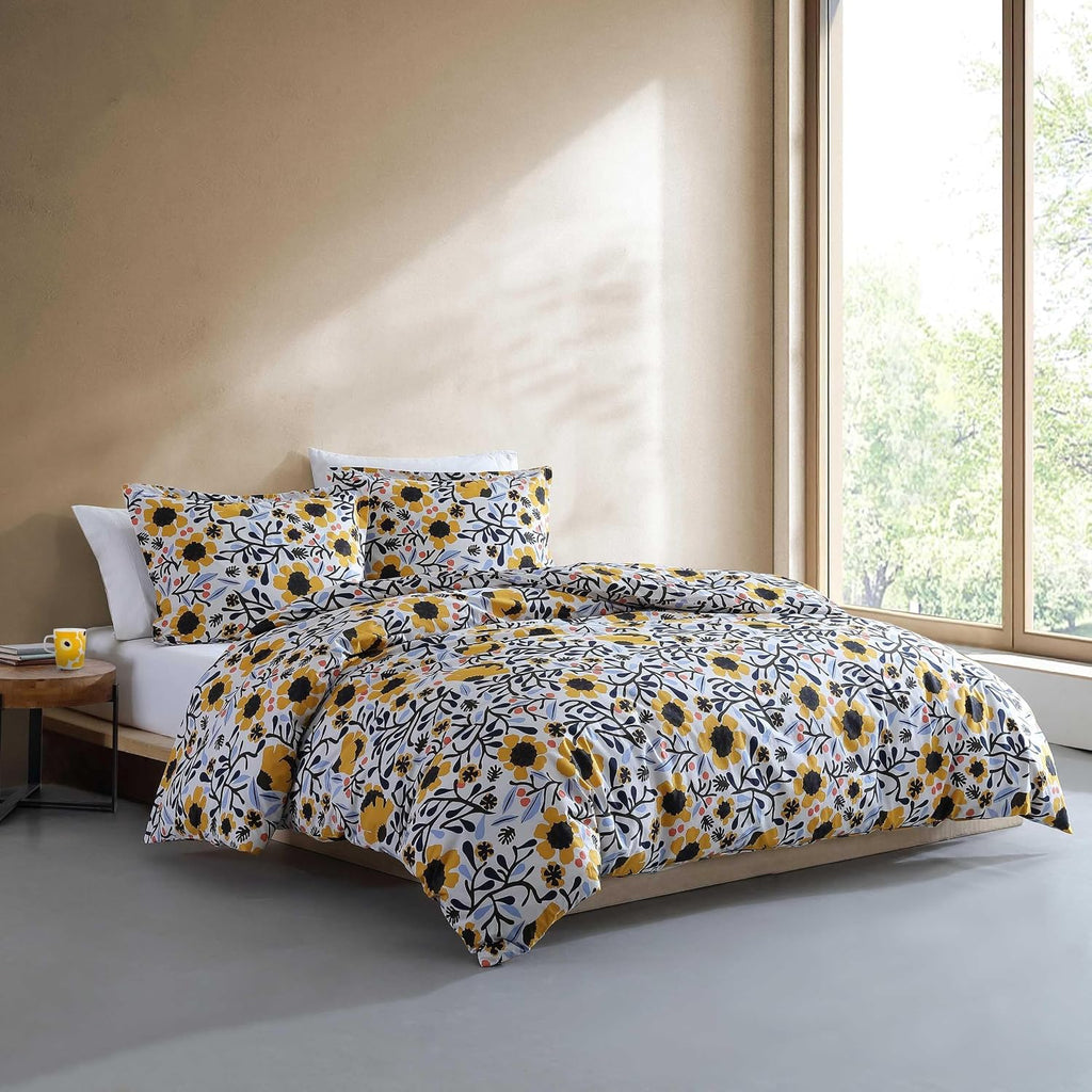 Marimekko - Full/Queen Comforter Set, Cotton Percale Reversible Bedding with Matching Shams, Floral Home Decor (Mykero Multicolor, Full/Queen)