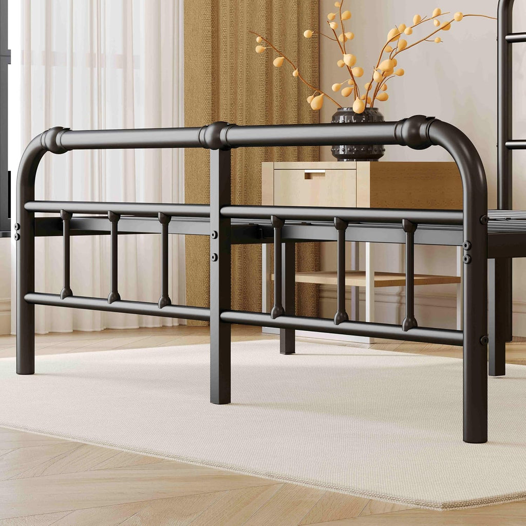 ZIYOO Vinatge California King Size Metal Bed Frame with Metal Headboard and Footboard Cal-King Bed Frame 14 Inch High Under Bed Storage, No Box Spring Needed, Noise Free