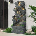 40' H 10-Tiers Cascading Rock Water Fountain Outdoor - Waterfalls Fountains with LED Lights, Outdoor/Indoor Resin Fountain for Patio, Garden, Backyard, Deck, Porch, Home Art Docor(40''H)
