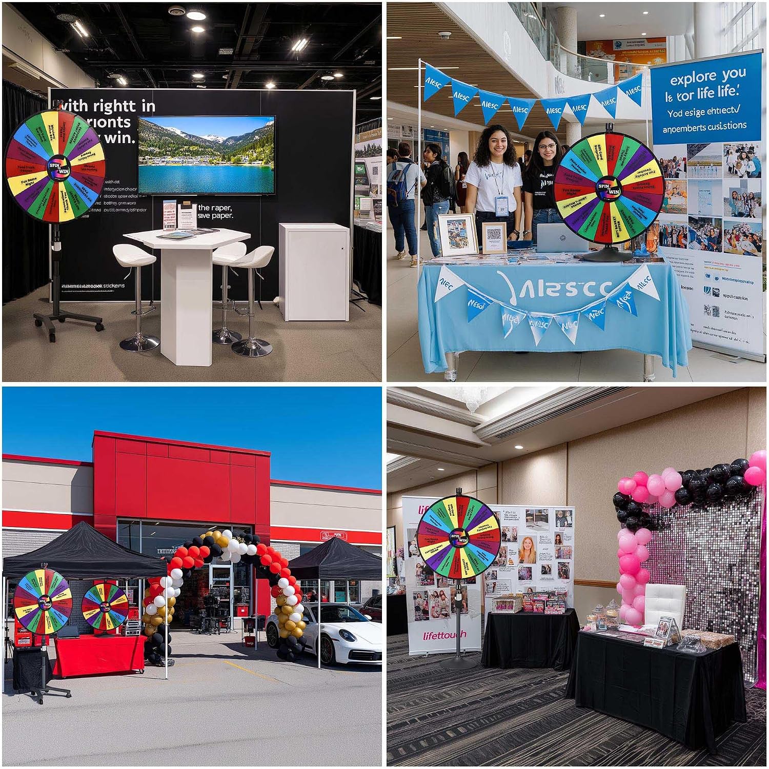 WinSpin 36' 3in1 Prize Wheel with Mobile Base Custom Center Trade Show Market