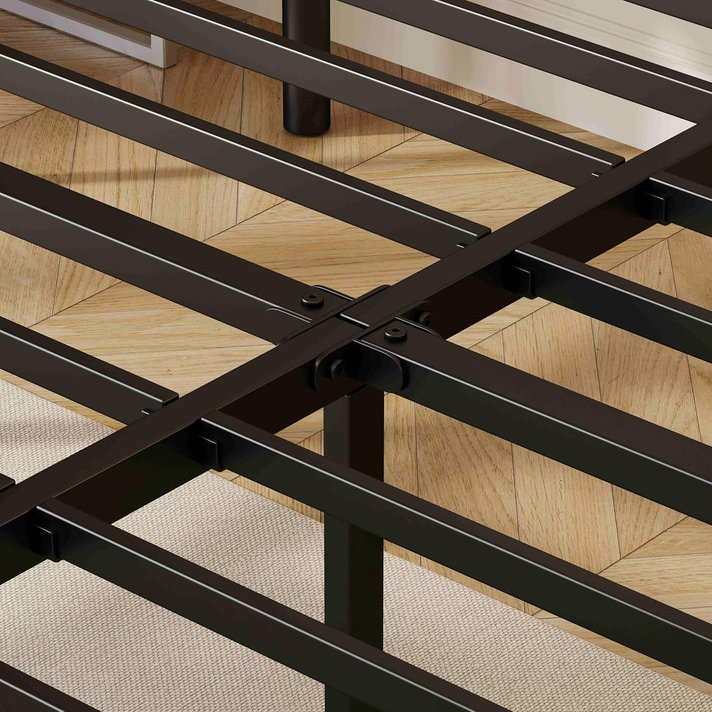 ZIYOO Vinatge California King Size Metal Bed Frame with Metal Headboard and Footboard Cal-King Bed Frame 14 Inch High Under Bed Storage, No Box Spring Needed, Noise Free