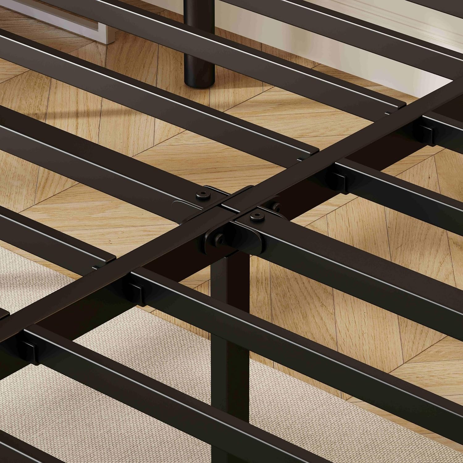 ZIYOO Vinatge California King Size Metal Bed Frame with Metal Headboard and Footboard Cal-King Bed Frame 14 Inch High Under Bed Storage, No Box Spring Needed, Noise Free