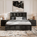 Furniture of America Dannen Modern Solid Wood 3-Piece Bedroom Set with Oversized Nightstand, Cedarwood-Lined Bottom and Felt-Lined Top Drawers, Box Spring Needed, Queen, Weathered Black