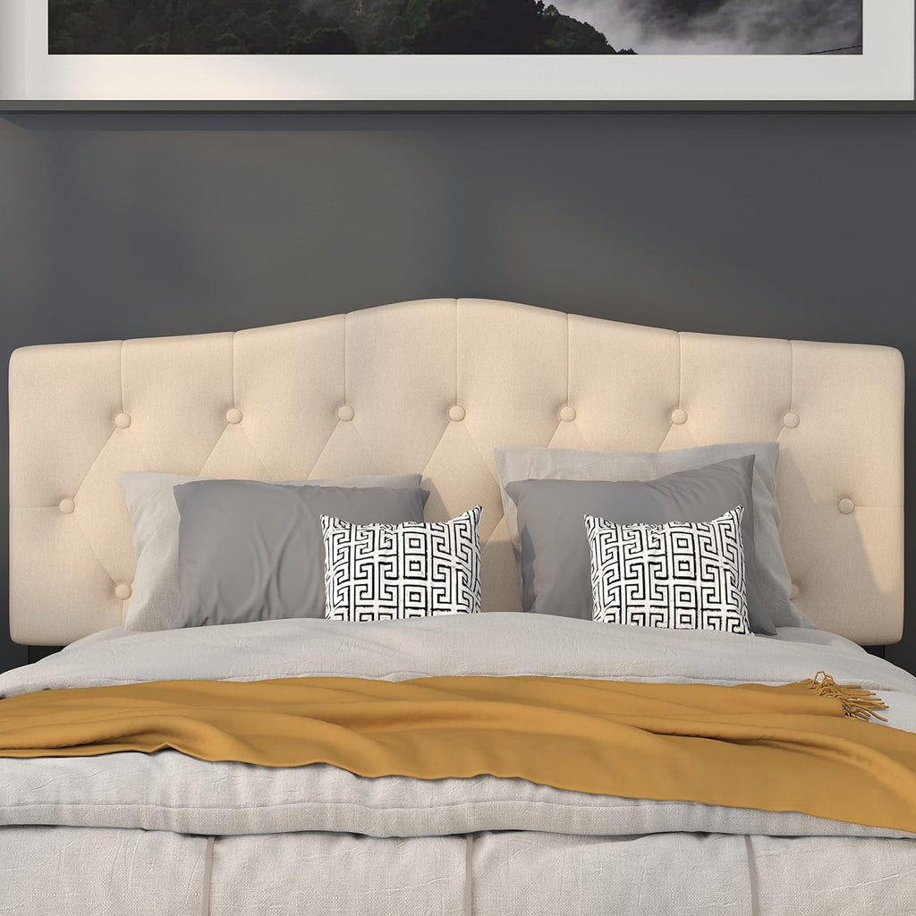 Flash Furniture Cambridge Tufted Upholstered Queen Size Headboard in Beige Fabric