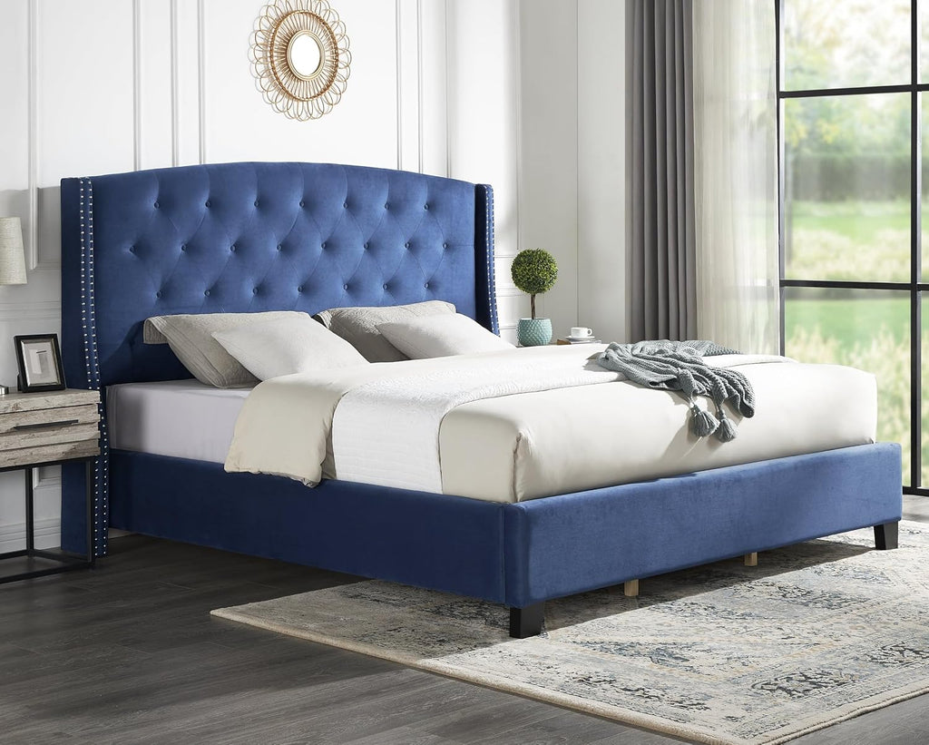 Roundhill Furniture Summit Platform, King, Blue