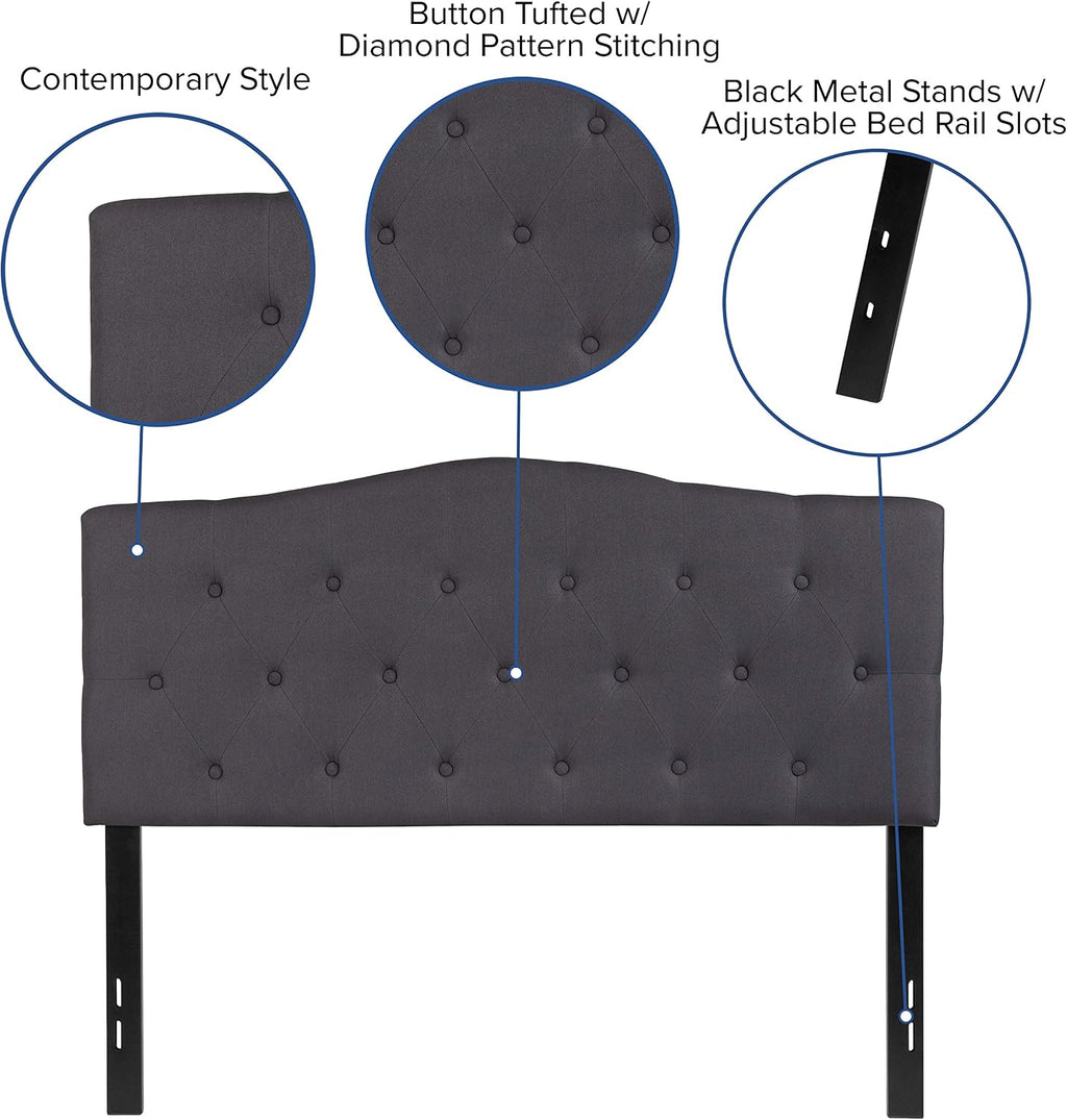 Flash Furniture Cambridge Tufted Upholstered Full Size Headboard in Dark Gray Fabric