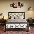 SHA CERLIN Full Size Metal Bed Frame with Vintage Circular Design Headboard and Footboard,No Box Spring Required,Easy Assembly,Noise-Free,Brown