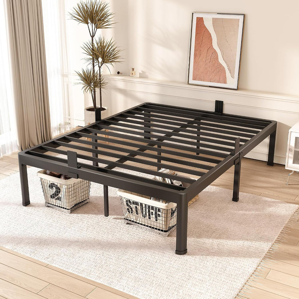 FUIOBYVV Full Size Metal Platform Bed Frame, 18 Inch High with 3500 lbs Heavy Duty Support, Non-Slip & Noise Free Steel Slats, No Box Spring Needed, Easy Assembly