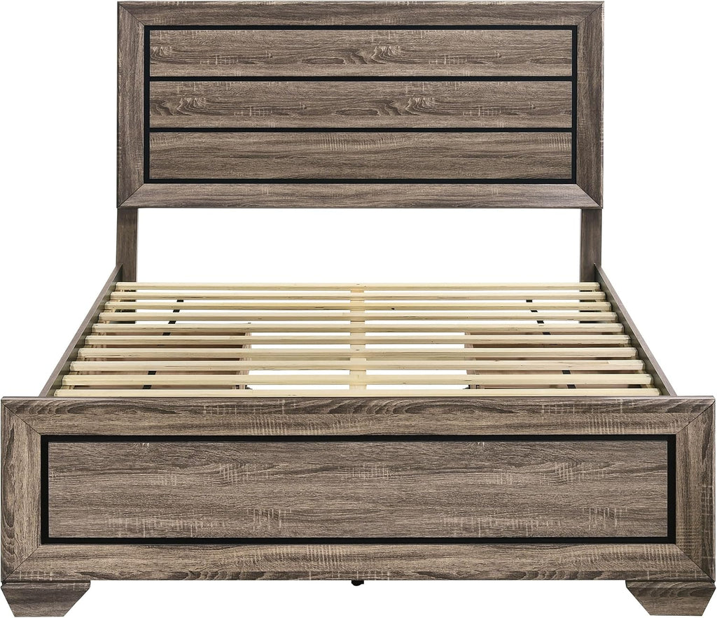 Coaster Home Furnishings Kauffman Transitional Wood Queen Size Storage Panel Bed Frame Platform Bed 54-inch Headboard Washed Taupe 204190Q