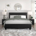 Lexicon Full Size Bed Frame with Headboard, Platform Bed Frame, Modern Faux Leather Upholstered Bed Frame, No Box Spring Required, Easy Assembly, Full, Black