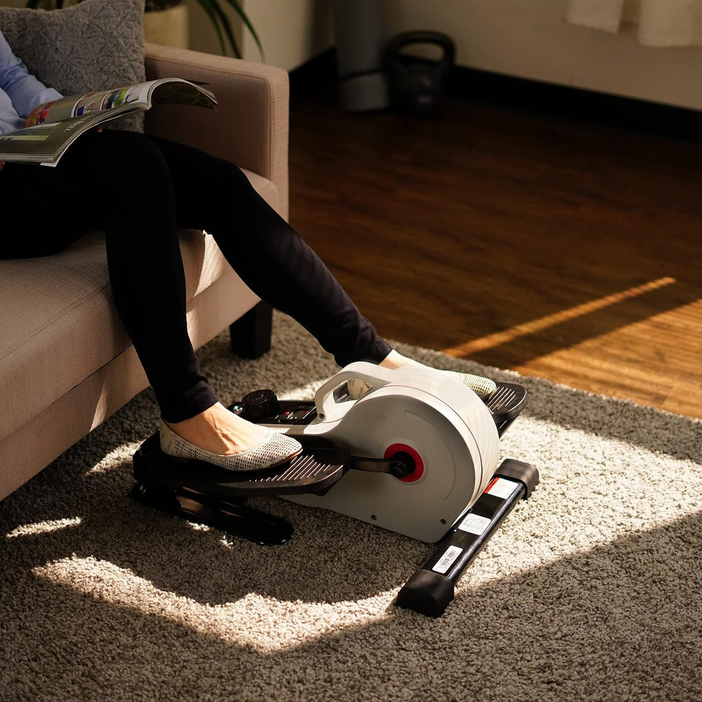 Sunny Health & Fitness Under Desk Pedal Elliptical Machine, Adjustable Resistance Leg Exerciser Office Home Workout While Sitting for Seniors