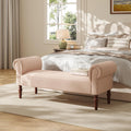 Merax 59' Upholstered Teddy Bench with Rolled Arms, End of Bed Bench with Cushion & Solid Wood Legs for Bedroom, Living Room, Entryway, Light Khaki