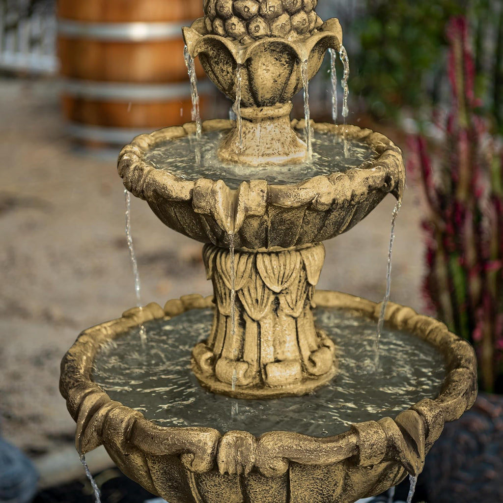 XBrand 58.3' 3-Tier Outdoor Freestanding Water Fountain - Classic Leaf Design, White Resin, Large Bird Bath with Pump - Ideal for Yard, Lawn and Garden, Porch Décor