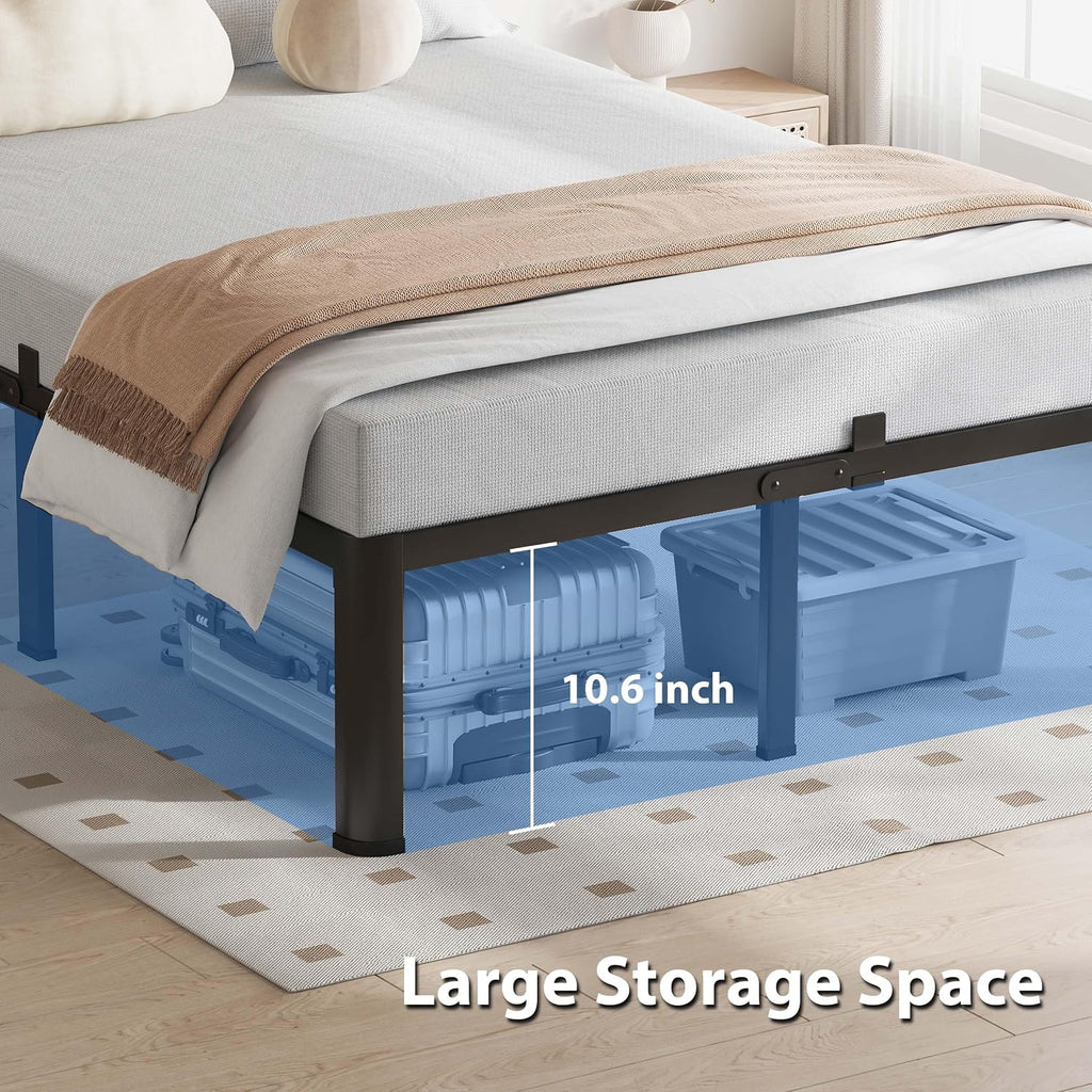 VIPSHOW 12 Inch California King Bed Frame, 3500Lbs Heavy Duty Metal Platform with Round Corner Legs Mattress Slide Stopper, Steel Slat Support No Box Spring Needed, Noise Free, Non-Slip, Easy Assembly