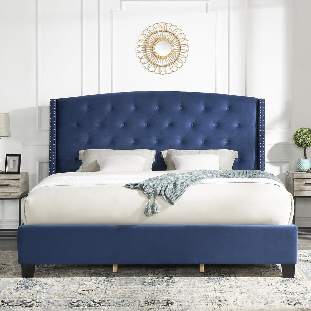 Roundhill Furniture Summit Platform, King, Blue