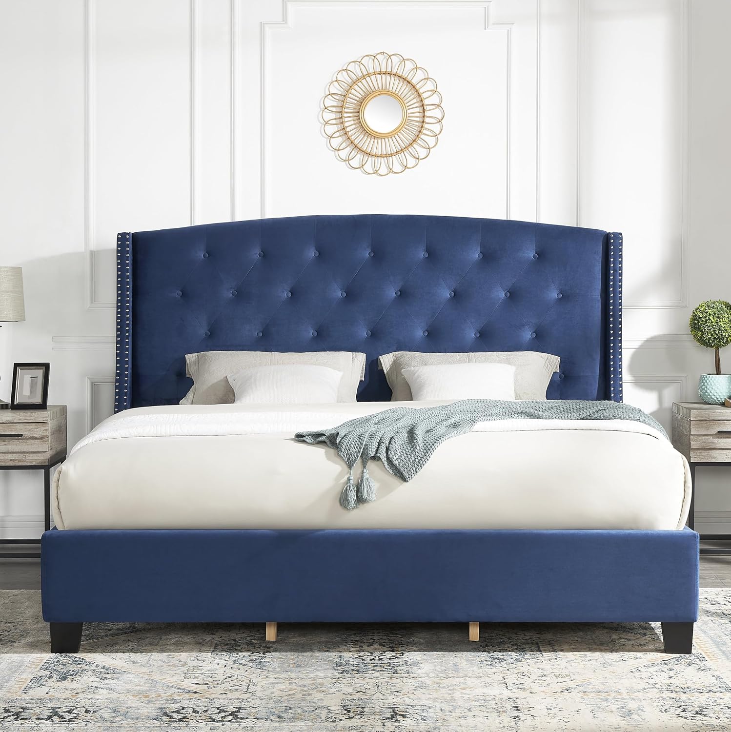 Roundhill Furniture Summit Platform, King, Blue