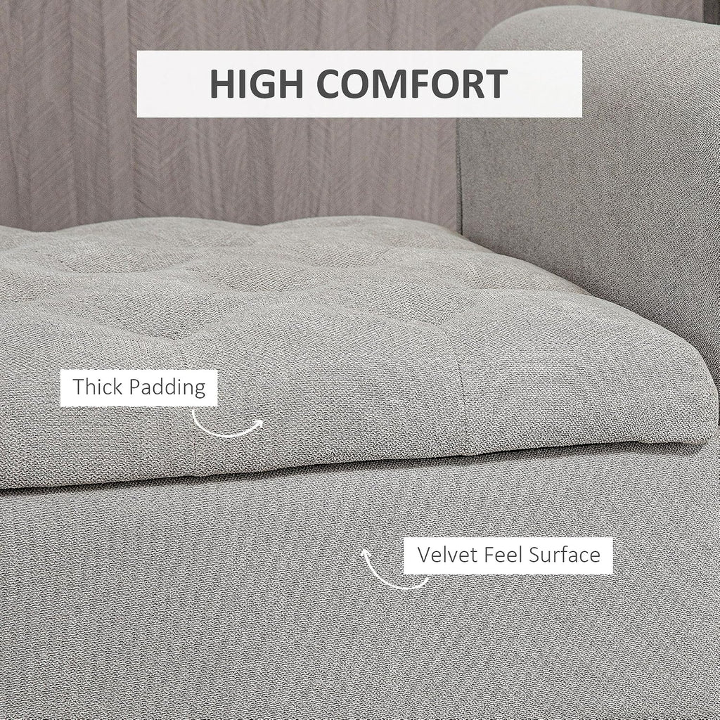 50' Storage Ottoman Bench, Upholstered End of Bed Bench with Rolled Arms, Wood Legs, Button Tufted Storage Bench with Safety Hinges for Living Room, Entryway, Bedroom, Gray