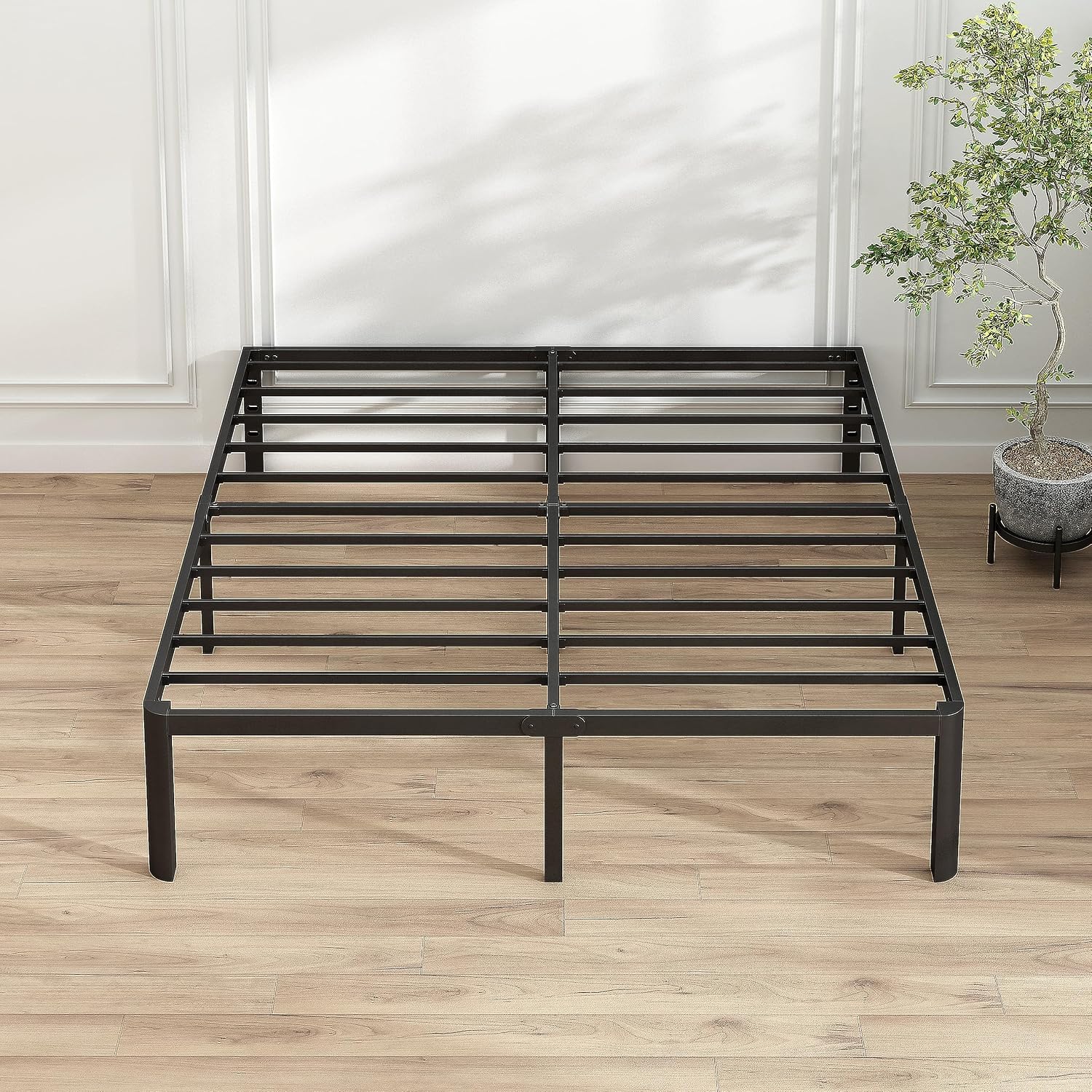 14 Inch King Bed Frame with Round Corners, Heavy Duty Metal Platform Bed Frame King Size, Noise Free, No Box Spring Needed, Easy Assembly - Sturdy and Elegant, Black
