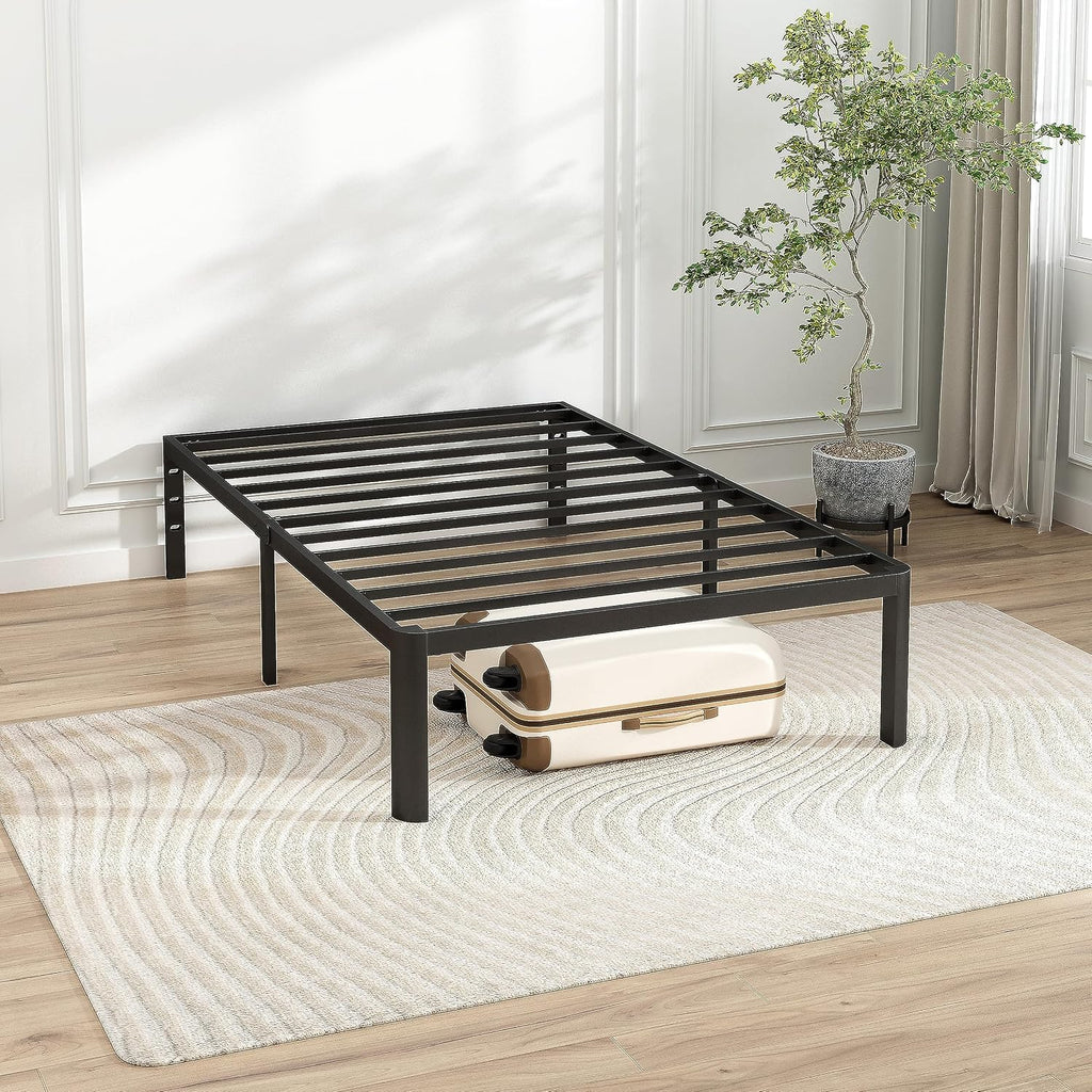 14 Inch Twin Bed Frame with Round Corners, Heavy Duty Metal Platform Bed Frame Twin Size, Noise Free, No Box Spring Needed, Easy Assembly - Sturdy and Elegant, Black
