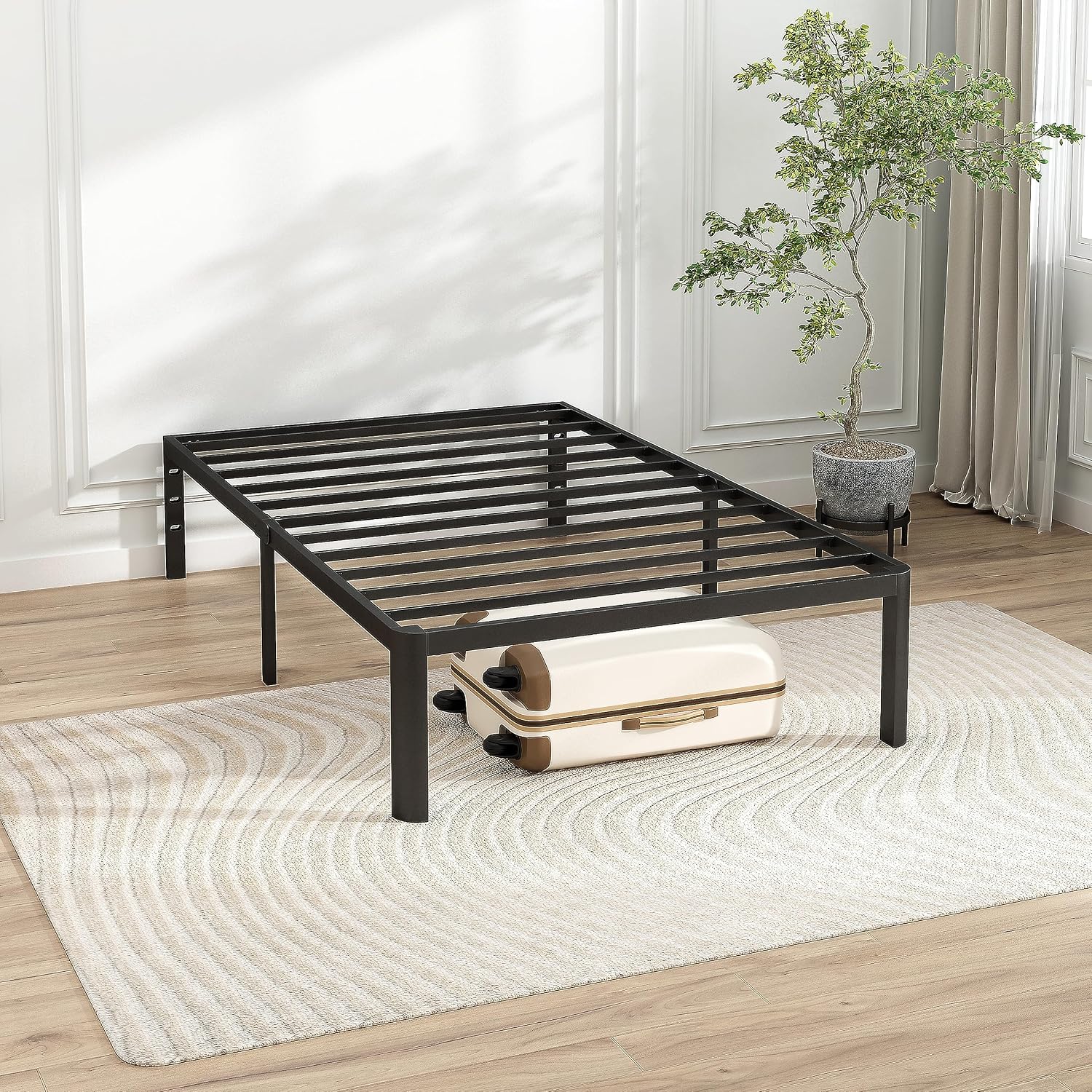 14 Inch Twin Bed Frame with Round Corners, Heavy Duty Metal Platform Bed Frame Twin Size, Noise Free, No Box Spring Needed, Easy Assembly - Sturdy and Elegant, Black