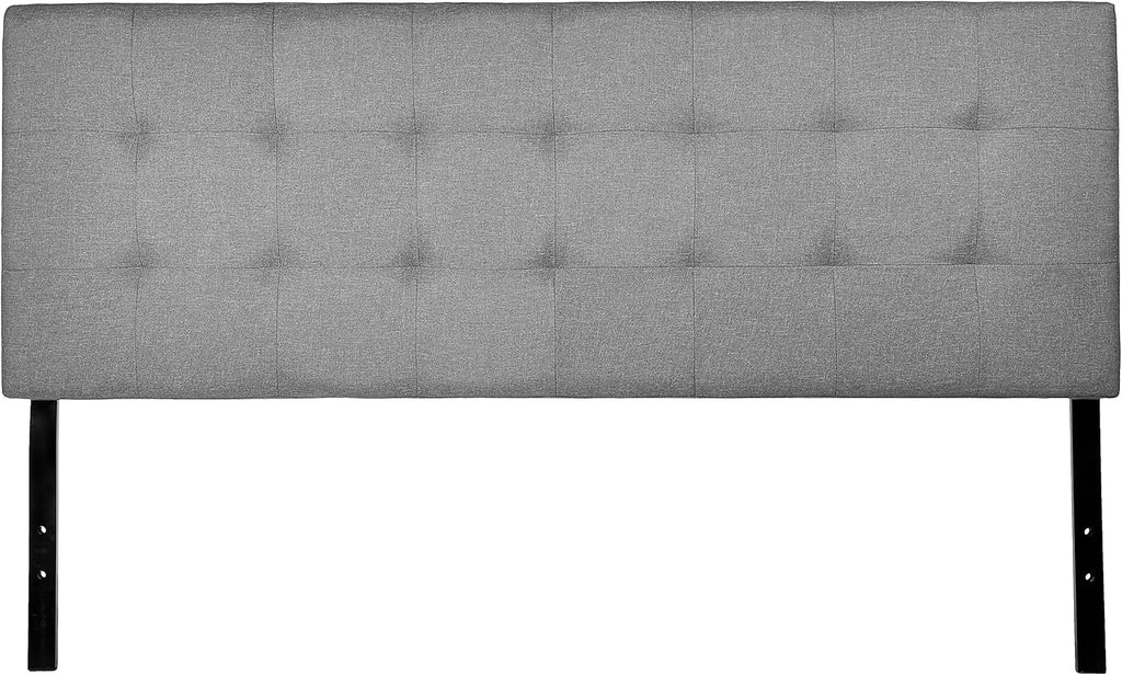 Amazon Basics Faux Linen Upholstered Tufted Headboard with Adjustable Height, King, Gray