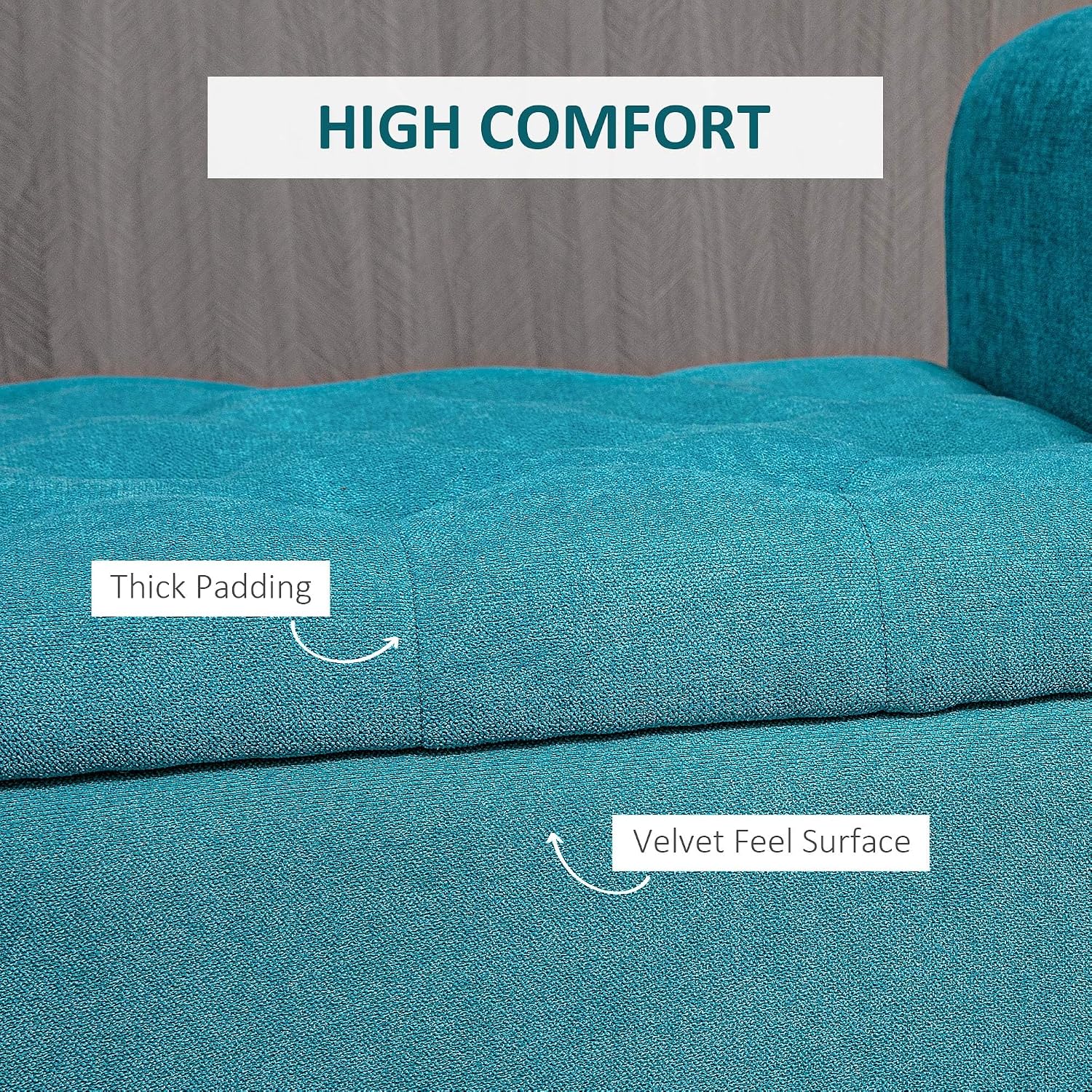 50' Storage Ottoman Bench, Upholstered End of Bed Bench with Rolled Arms, Wood Legs, Button Tufted Storage Bench with Safety Hinges for Living Room, Entryway, Bedroom, Teal