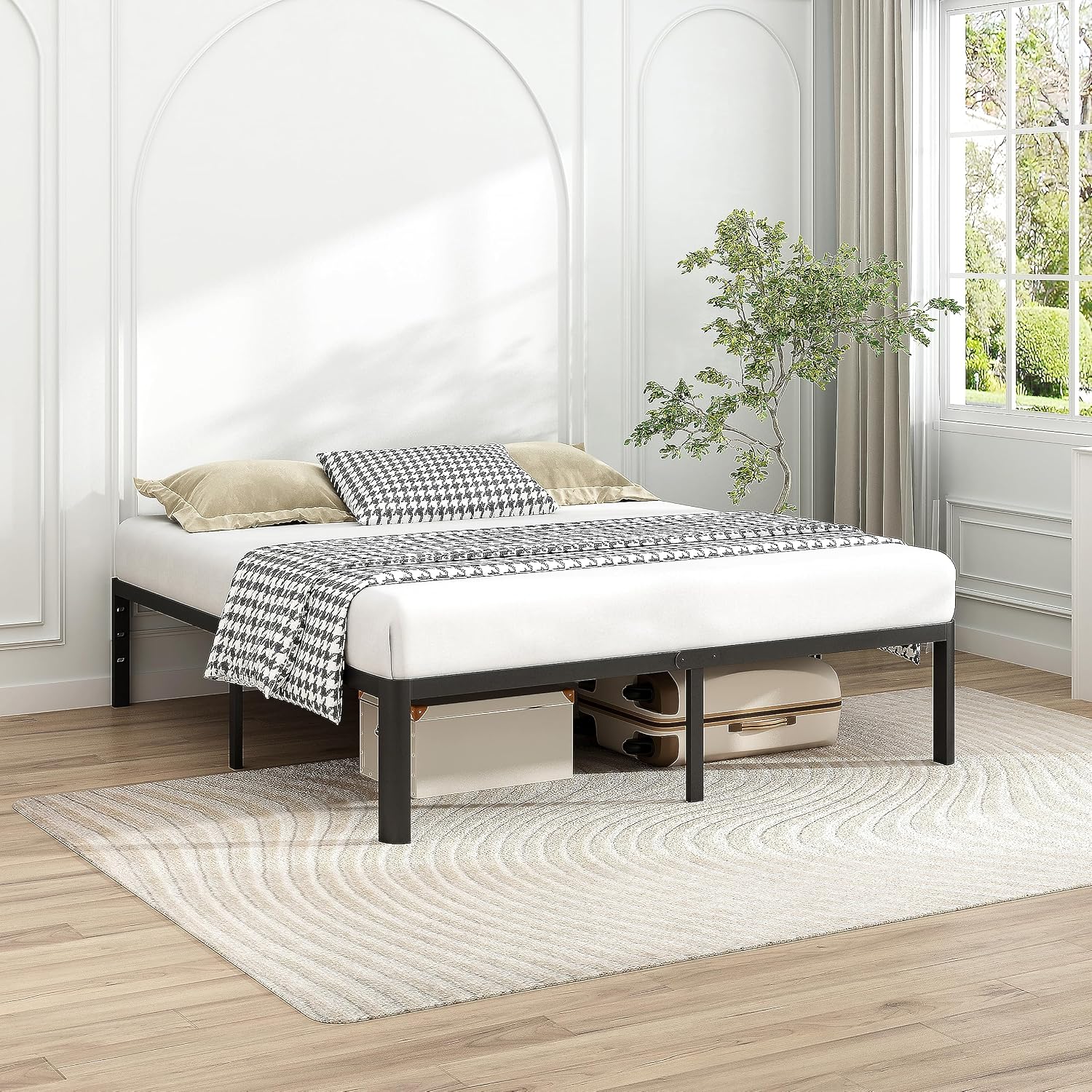 14 Inch King Bed Frame with Round Corners, Heavy Duty Metal Platform Bed Frame King Size, Noise Free, No Box Spring Needed, Easy Assembly - Sturdy and Elegant, Black