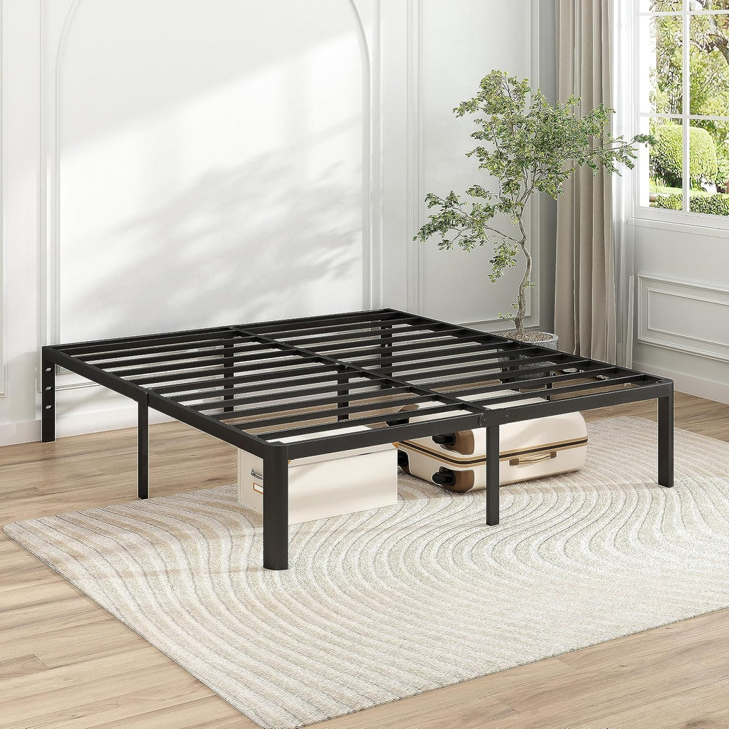 14 Inch King Bed Frame with Round Corners, Heavy Duty Metal Platform Bed Frame King Size, Noise Free, No Box Spring Needed, Easy Assembly - Sturdy and Elegant, Black