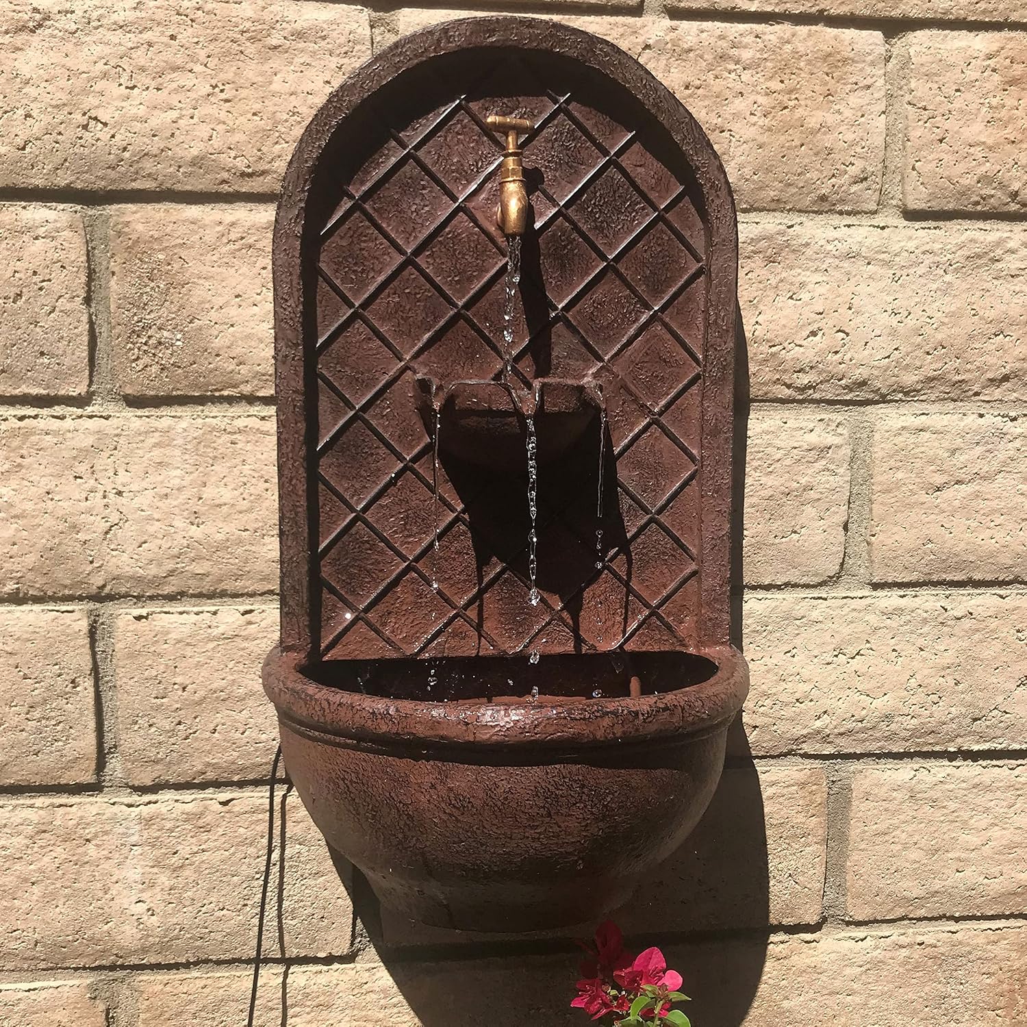 Sunnydaze Messina 26' Outdoor Wall Water Fountain with Pump - Bronze - Electric