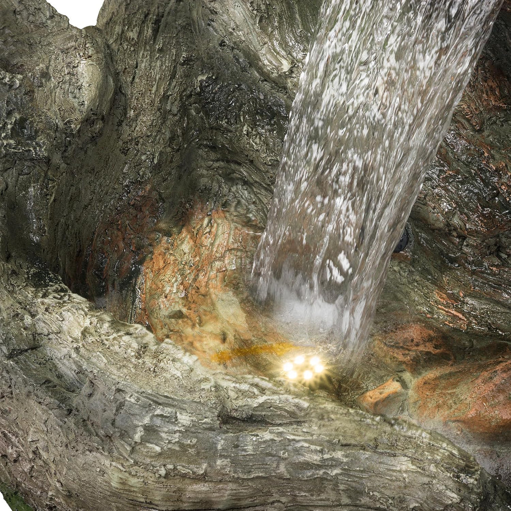 Alpine Corporation WIN1424 81' 5 Tier Rock Water Fountain with LED Lights – Natural Stone Look for Indoor/Outdoor Use, Elegant Cascading Water Feature for Gardens, Patios, or Living Room, Brown