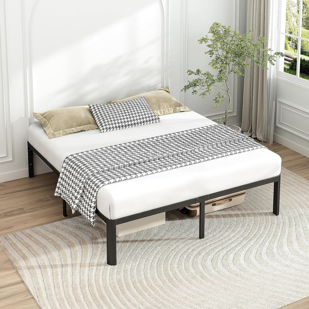 14 Inch King Bed Frame with Round Corners, Heavy Duty Metal Platform Bed Frame King Size, Noise Free, No Box Spring Needed, Easy Assembly - Sturdy and Elegant, Black