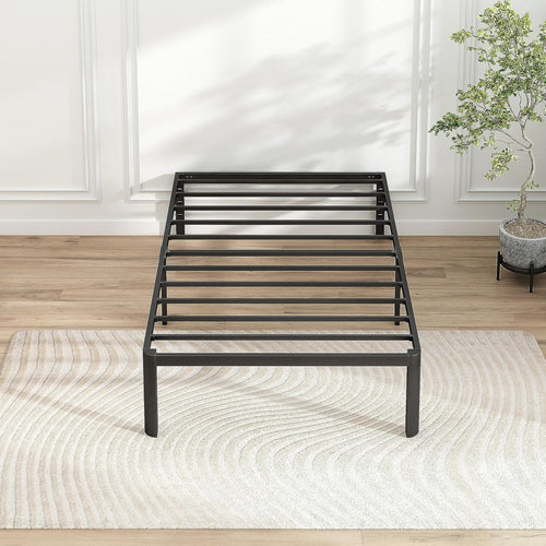 14 Inch Twin Bed Frame with Round Corners, Heavy Duty Metal Platform Bed Frame Twin Size, Noise Free, No Box Spring Needed, Easy Assembly - Sturdy and Elegant, Black